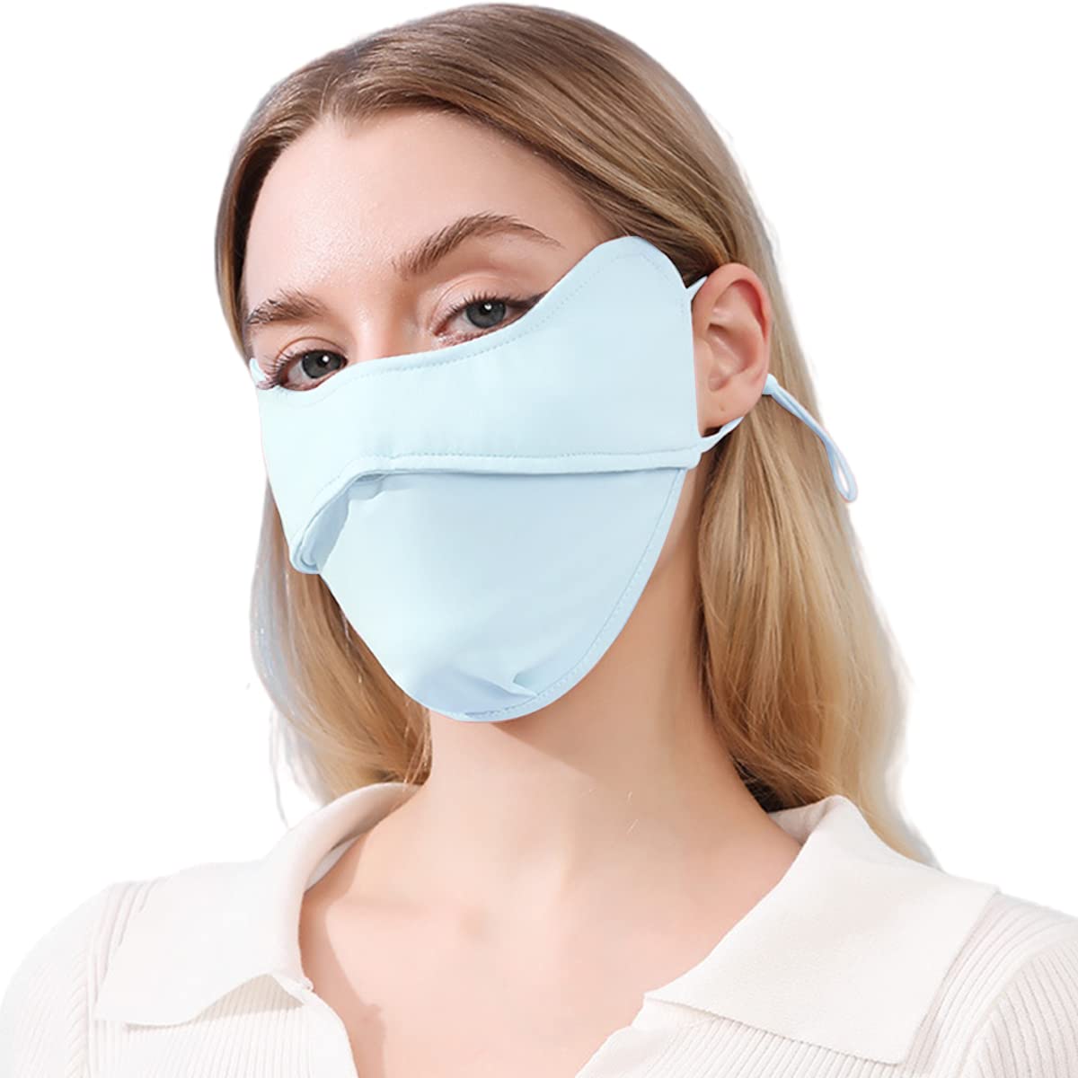 PALAY Sun Protection Mask Face Cover for Women, Fashion Cooling UV Mask Face Mask with Adjustable Ties, for Outdoor Sport Cycling Golfing - Washable, Reusable (Blue) PALAY Sun Protection Mask Face Cover for Women, Fashion Cooling UV Mask Face Mask with Adjustable Ties, for Outdoor Sport Cycling Golfing - Washable, Reusable (Blue)